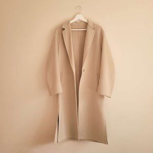 Uniqlo Double Face Chester Long Coat in Natural